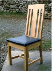 Oak Dining Chair with Green Leather Seat